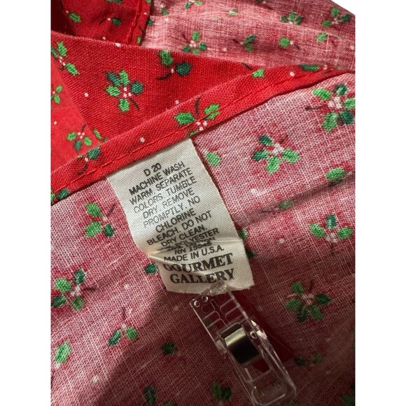 Christmas Apron Vintage Red Teddy Bears Green Holly Waist Gourmet Gallery Waist - Picture 8 of 8